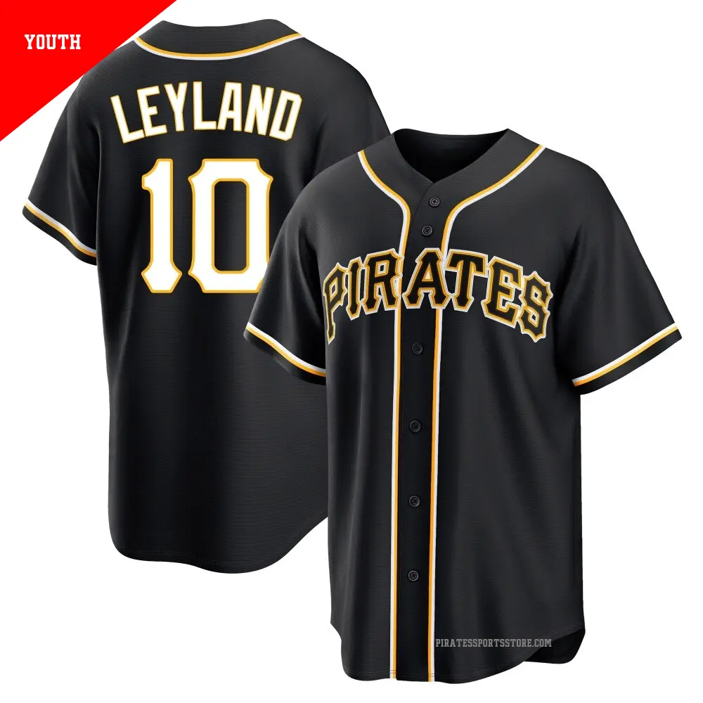 Youth ＃10 Jim Leyland Pittsburgh Pirates Black Replica Fashion Out Jersey