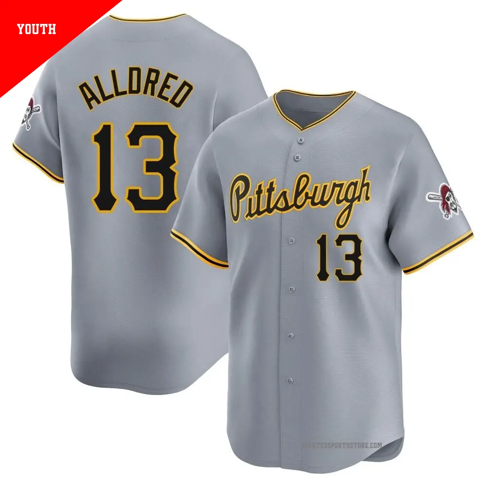 Youth ＃13 Cameron Alldred Pittsburgh Pirates Gray Limited Away Jersey