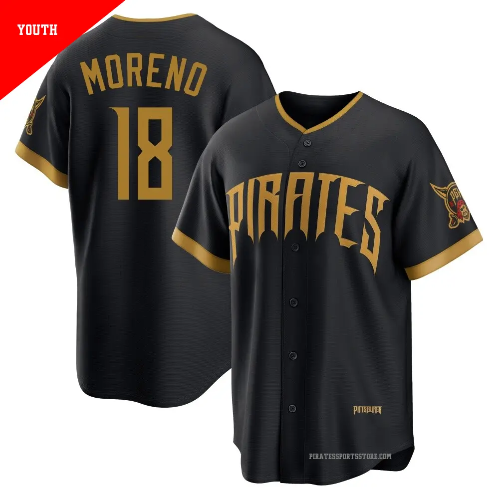Youth ＃18 Omar Moreno Pittsburgh Pirates Black Limited 2026 City Connect Stadium Jersey