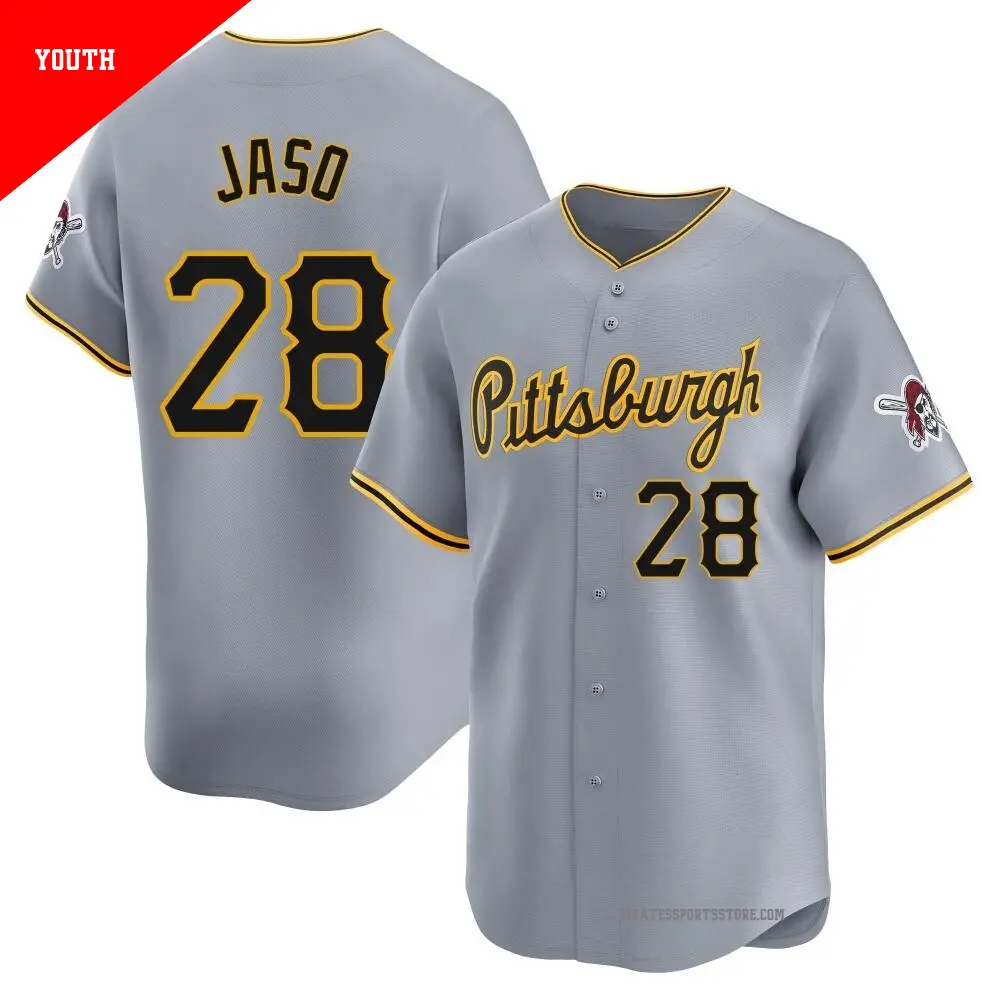 Youth ＃28 John Jaso Pittsburgh Pirates Gray Limited Away Jersey