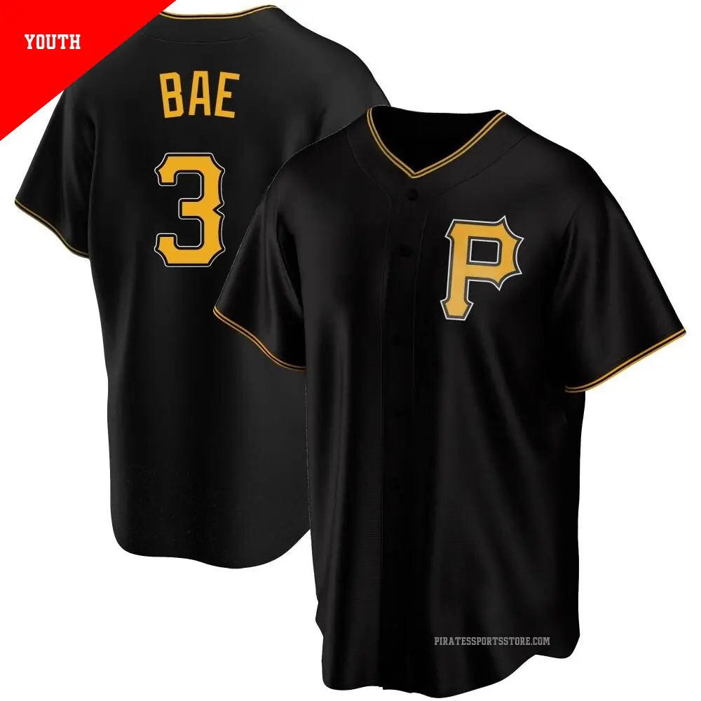 Youth ＃3 Ji Hwan Bae Pittsburgh Pirates Black Replica Alternate Jersey