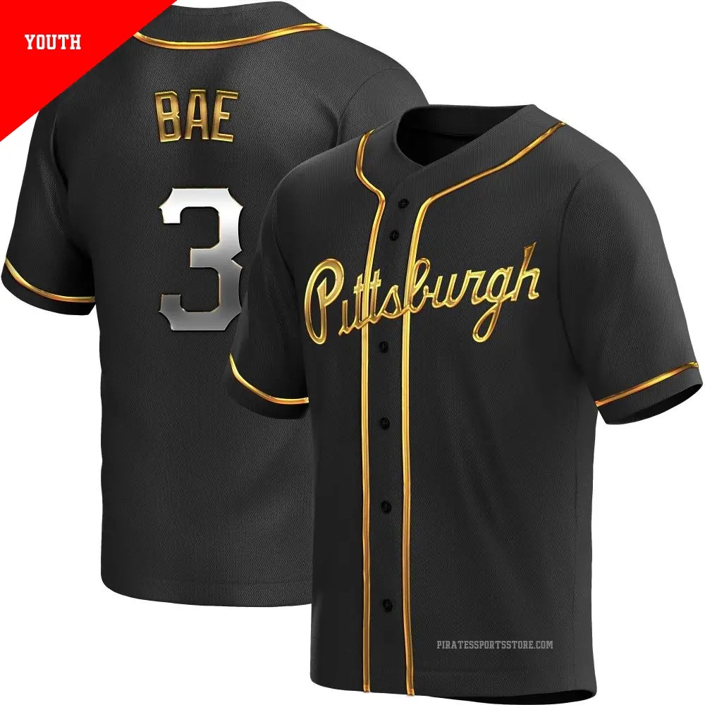 Youth ＃3 Ji Hwan Bae Pittsburgh Pirates Gold Replica Black en Alternate Jersey