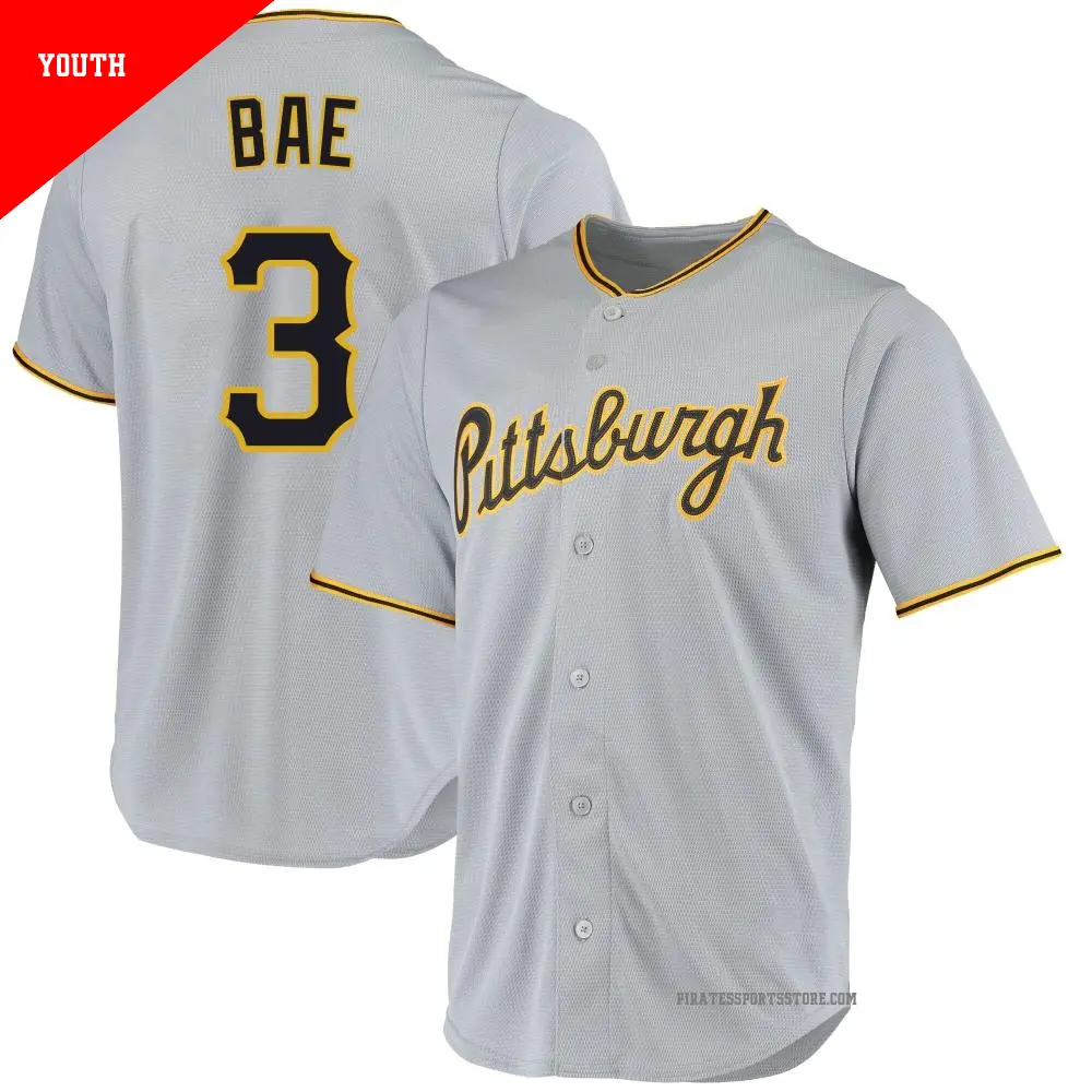 Youth ＃3 Ji Hwan Bae Pittsburgh Pirates Gray Replica Road Jersey