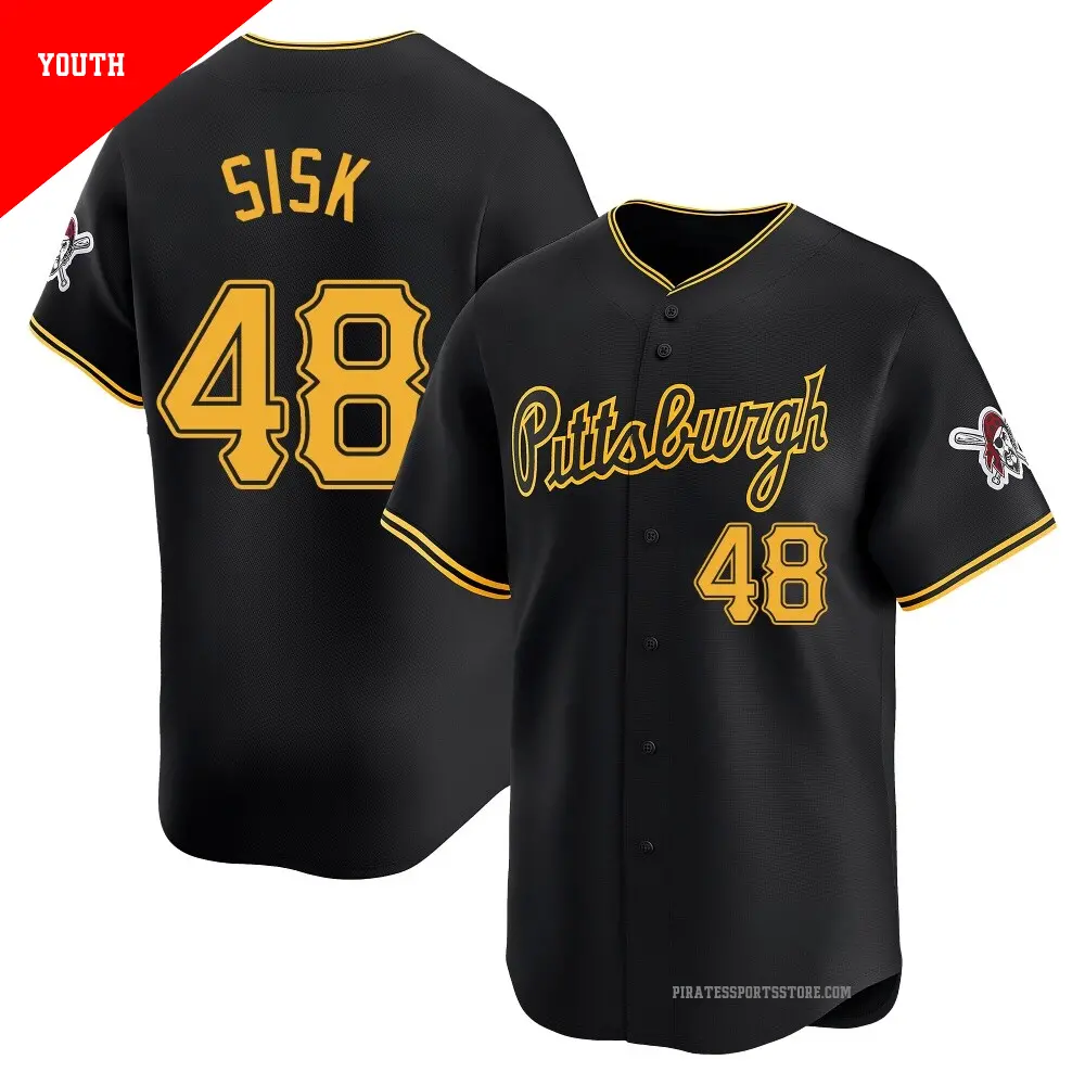 Youth ＃48 Evan Sisk Pittsburgh Pirates Black Limited Alternate Jersey