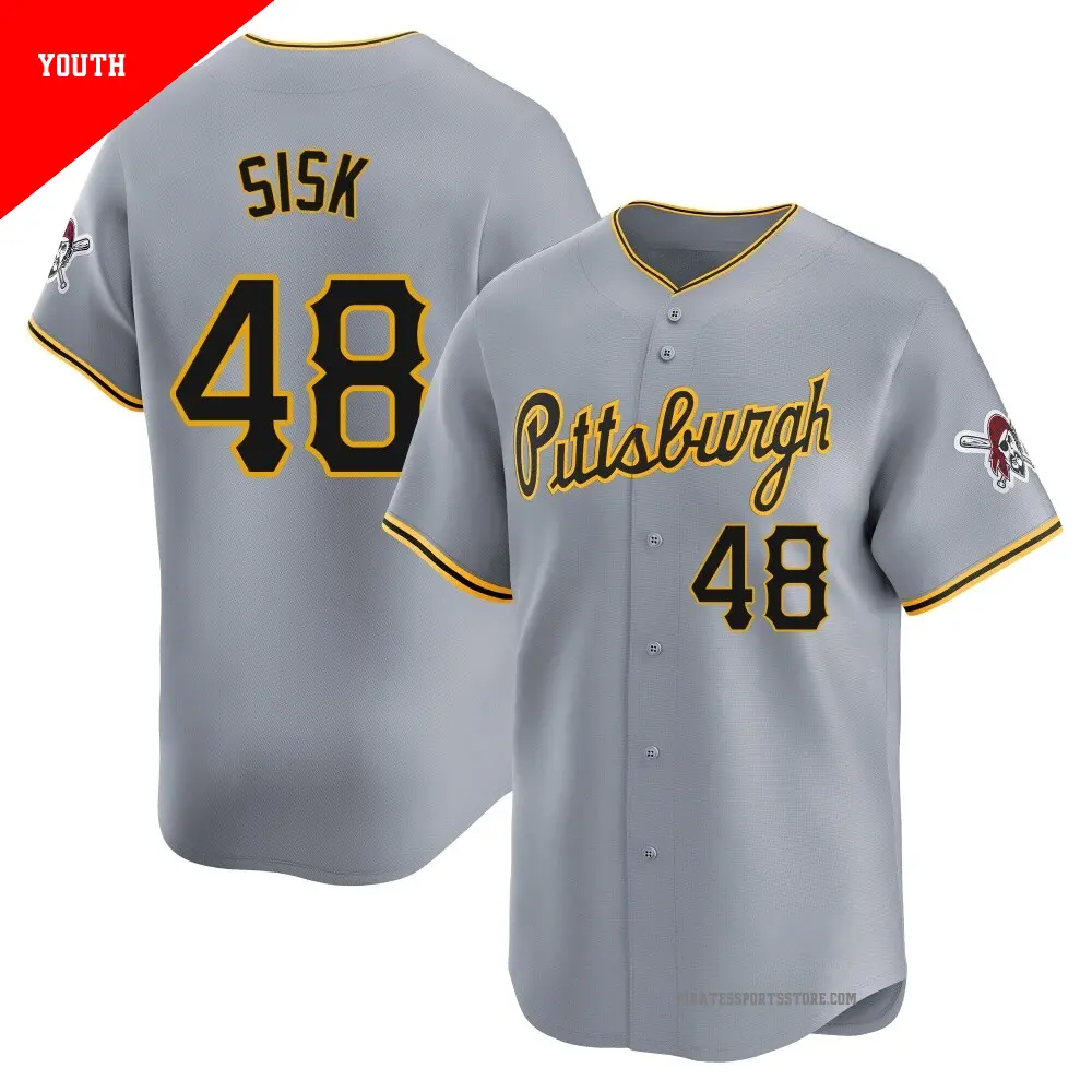 Youth ＃48 Evan Sisk Pittsburgh Pirates Gray Limited Away Jersey