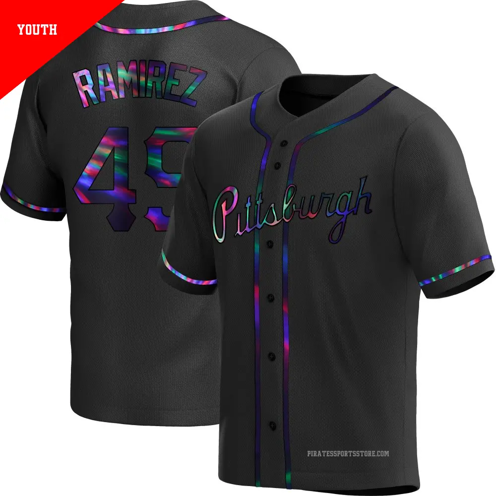 Youth ＃49 Yohan Ramirez Pittsburgh Pirates Black Replica Holographic Alternate Jersey