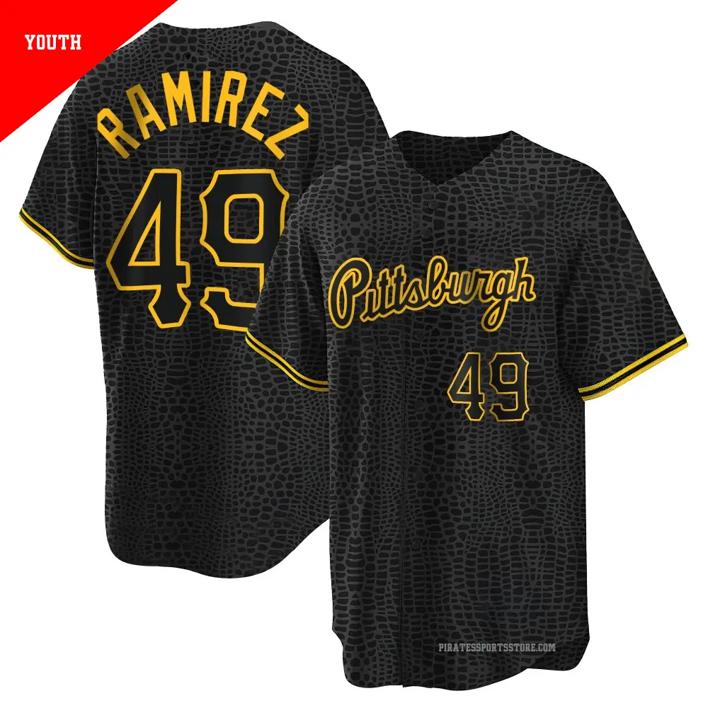 Youth ＃49 Yohan Ramirez Pittsburgh Pirates Black Replica Snake Skin City Jersey