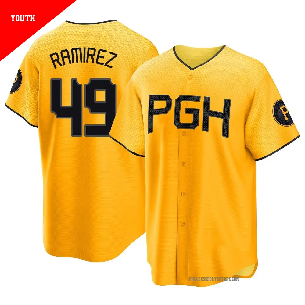 Youth ＃49 Yohan Ramirez Pittsburgh Pirates Gold Replica 2023 City Connect Jersey