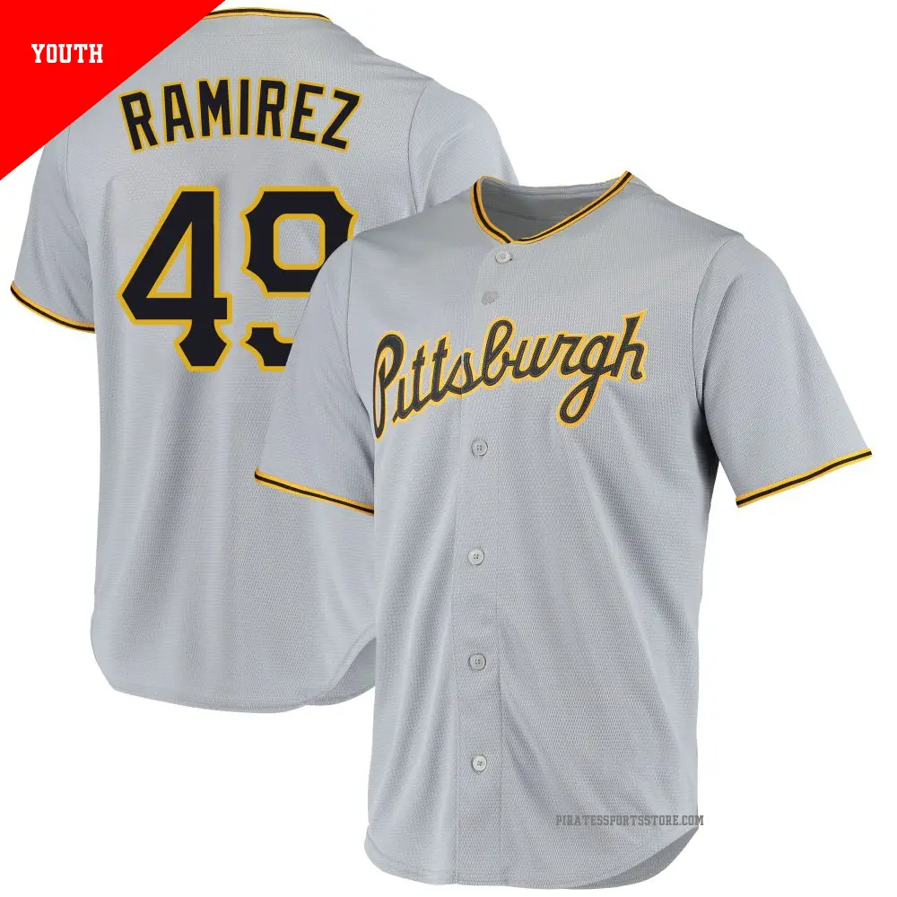 Youth ＃49 Yohan Ramirez Pittsburgh Pirates Gray Replica Road Jersey