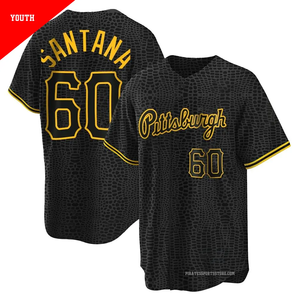 Youth ＃60 Dennis Santana Pittsburgh Pirates Black Replica Snake Skin City Jersey