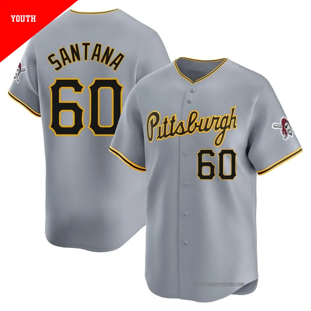 Youth ＃60 Dennis Santana Pittsburgh Pirates Gray Limited Away Jersey