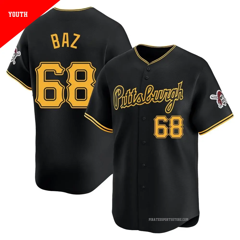 Youth ＃68 Shane Baz Pittsburgh Pirates Black Limited Alternate Jersey